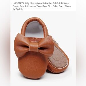 Brown‎ Baby Moccasins shoes with Bow NEW Size 5